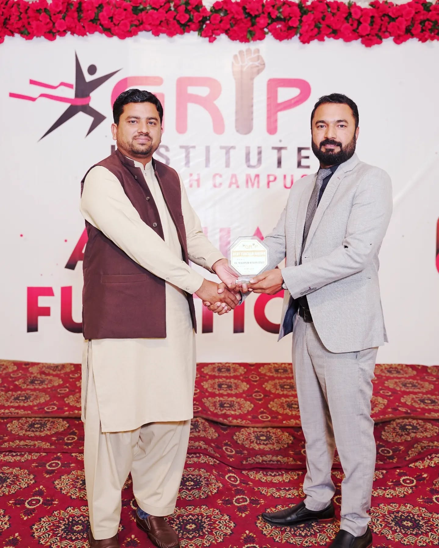 A Best Teacher award presented at the GRIP Institute annual function